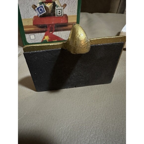Cast Iron Stocking Holder Santa Fireplace Soldier Original Box Vintage NICE VTG - Picture 7 of 9